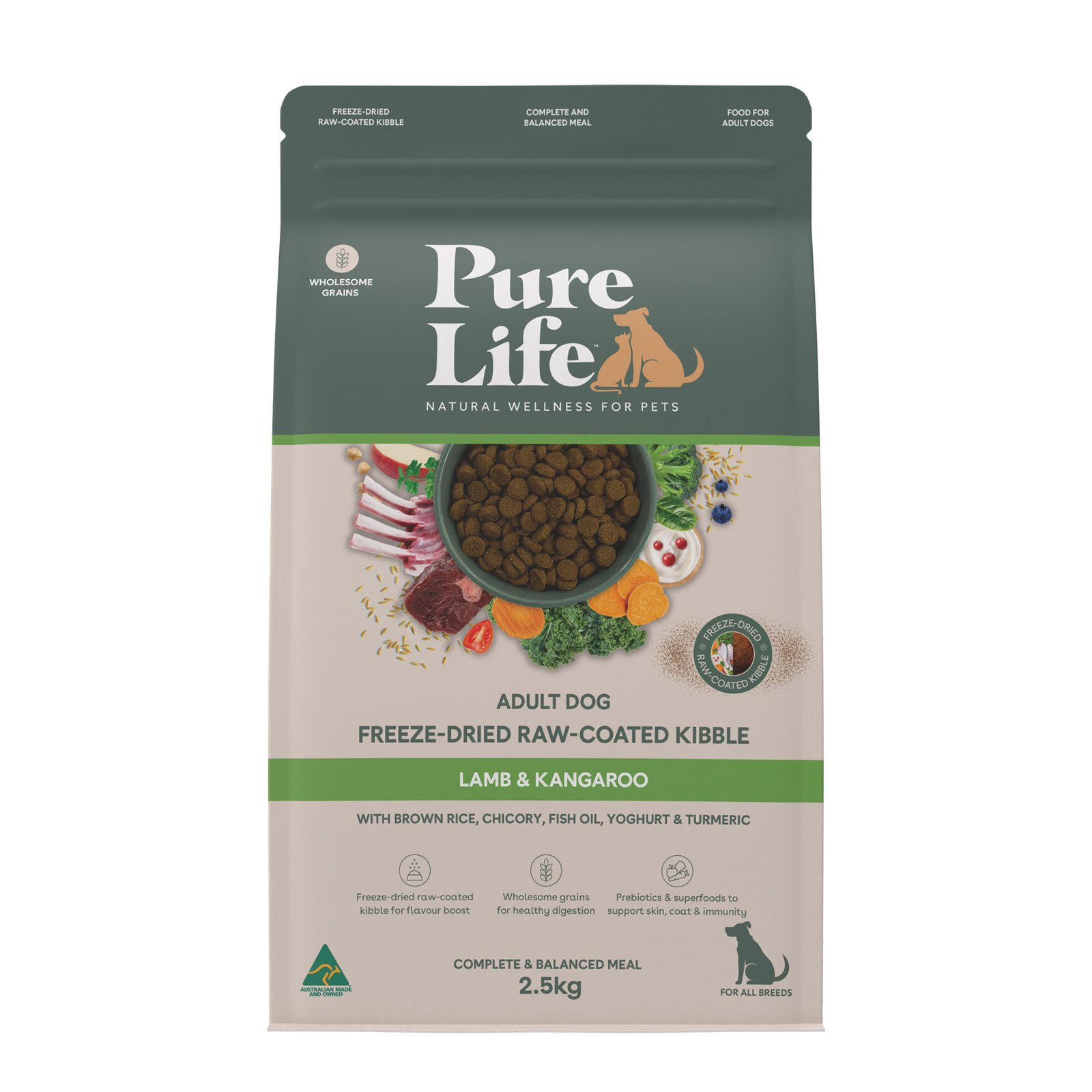 Freeze-Dried Raw-Coated Kibble Lamb & Kangaroo Flavour For Adult Dogs